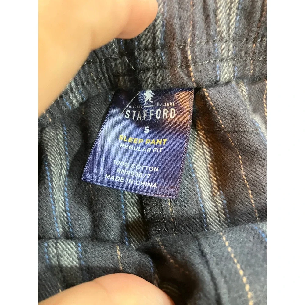 Stafford Men Sleep Pant Small Blue Grey Striped Pajama Bottoms NWT